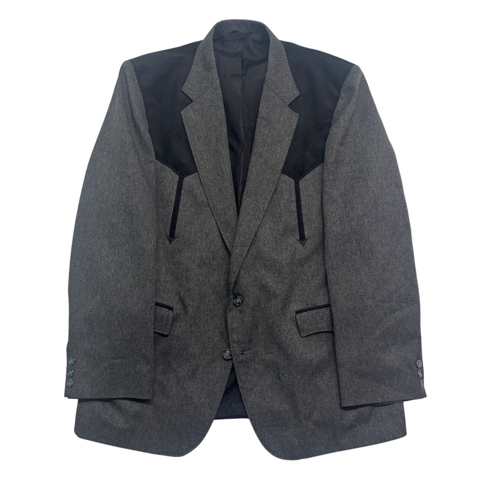 vtg Circle S 44R Gray Black Blazer Jacket Western Sport Suit Coat USA Cowboy